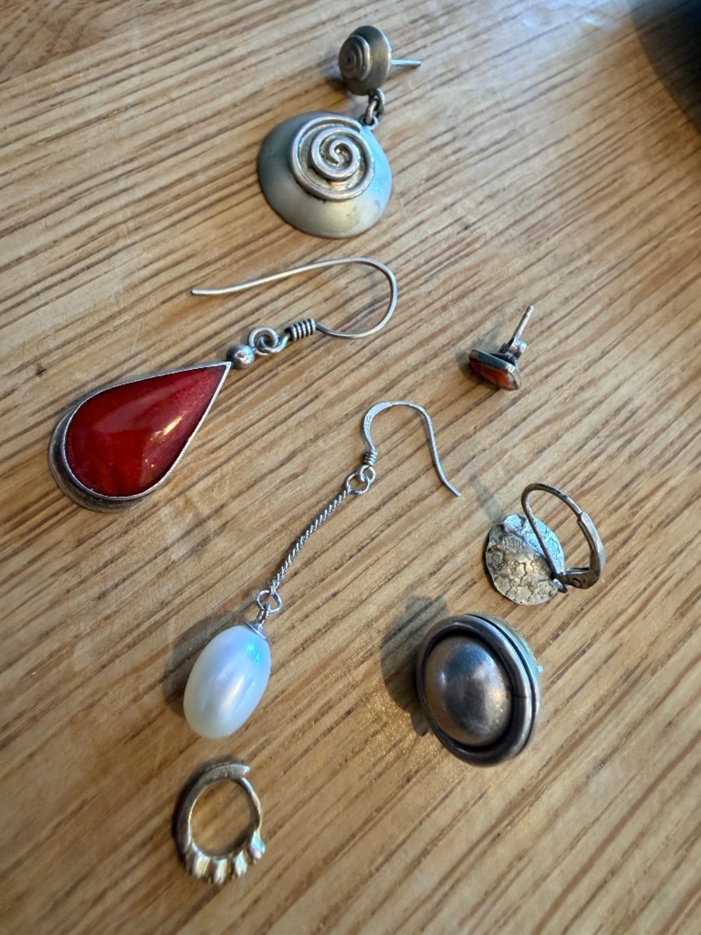 Sterling silver 925 earrings no pair 7 pcs